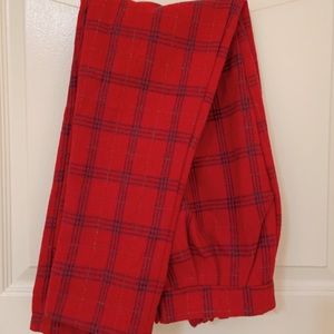 Red grid wool trousers